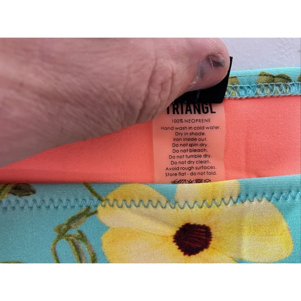 Triangl Bikini Bottom Sz S  Neoprene‎ Floral Tropical Turquoise Swimwear Beach